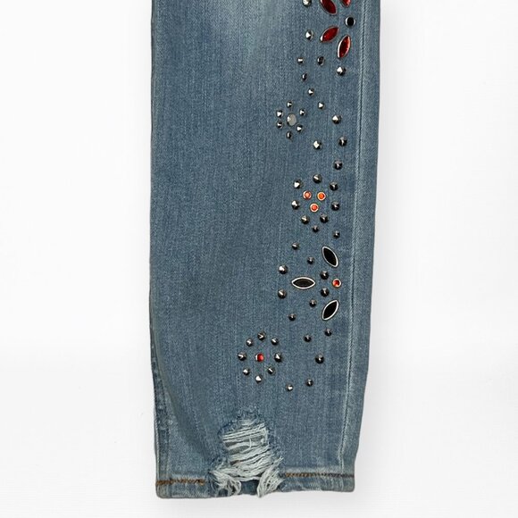 EXPRESS 8 Ankle Legging Super High Rise Embellished‎ Jeans Studded - Picture 4 of 10